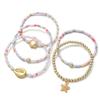 Sommer Meeresstil Stapelbares Armband Set, Gold Perlen Muschel Seestern Anhänger, Macaron Perlen Stretch Armband