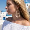 Vacation Style Seed Bead Shell Fringe Earrings Double Hoop Pendant Earrings Summer Beach Accessory Women's Fashion Trend Gift