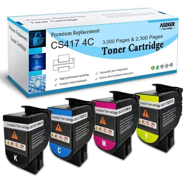 Cartouche de Toner - ASEKER - Compatible Lexmark CS317/CX317/CS417 - Pack de 4 - Rendement élevé