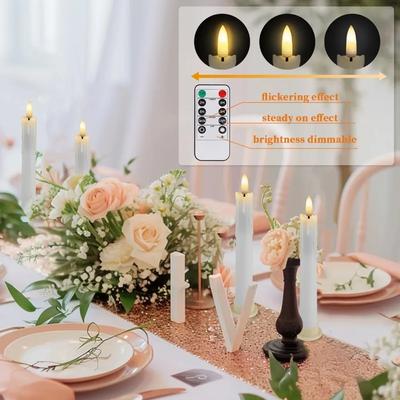 6/18/24Pc 6.6inch LED Flameless Taper Candles with Remote Flickering CandleSticks Plastic Window Candles for Halloween Christmas