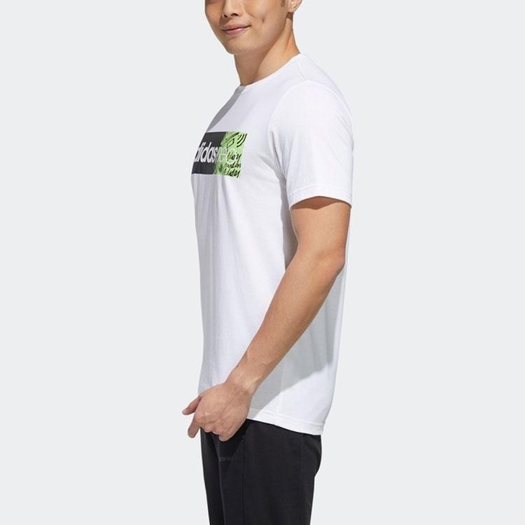 adidas Neo Contrasting Colors Logo Printing Sports Short Sleeve White Men's GJ8896