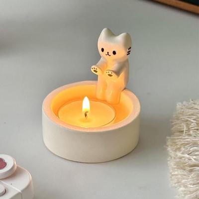 Κηροπήγιο Cartoon Kitten Candle Holder Cat Cute Resin Κηροπήγιο για δώρα οικιακής χρήσης