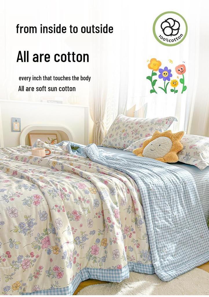 Class A Pure Cotton Summer Air Conditioning Quilt - Thin, Machine Washable