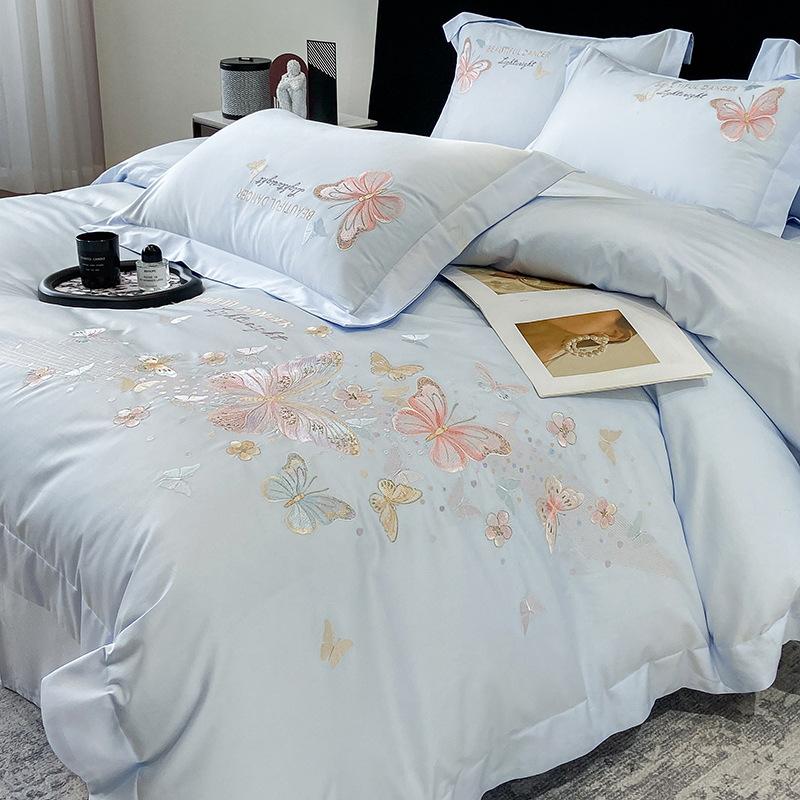 100 Pure Cotton 4pcs Set Class A Maternal and Infant Grade Long-staple Cotton Embroidered Quilt Cover Cotton Bed Sheet Mattress Household Bedding