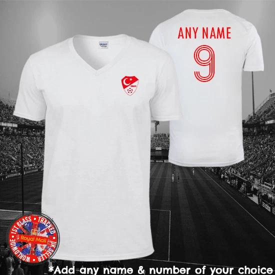 Turkey, Turkiye Inspired Retro Personalised Retro V-neck T-shirt, Football, Gift S