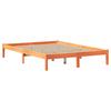 Solid Wood Bed with Shelf Without Mattress Wax Brown 150 x 200 cm
