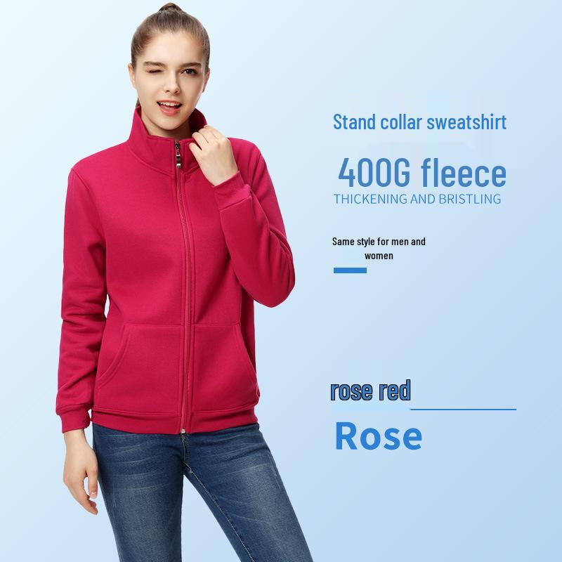 Spring/Summer Custom Workwear: Pure Cotton Zipper Sweatshirt with Turn-Down Collar and Long Sleeves for Uniform and Advertising.