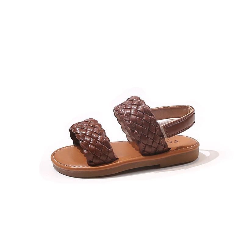Korean Style Summer Kids Open Toe Woven Beach Sandals For Boys And Girls