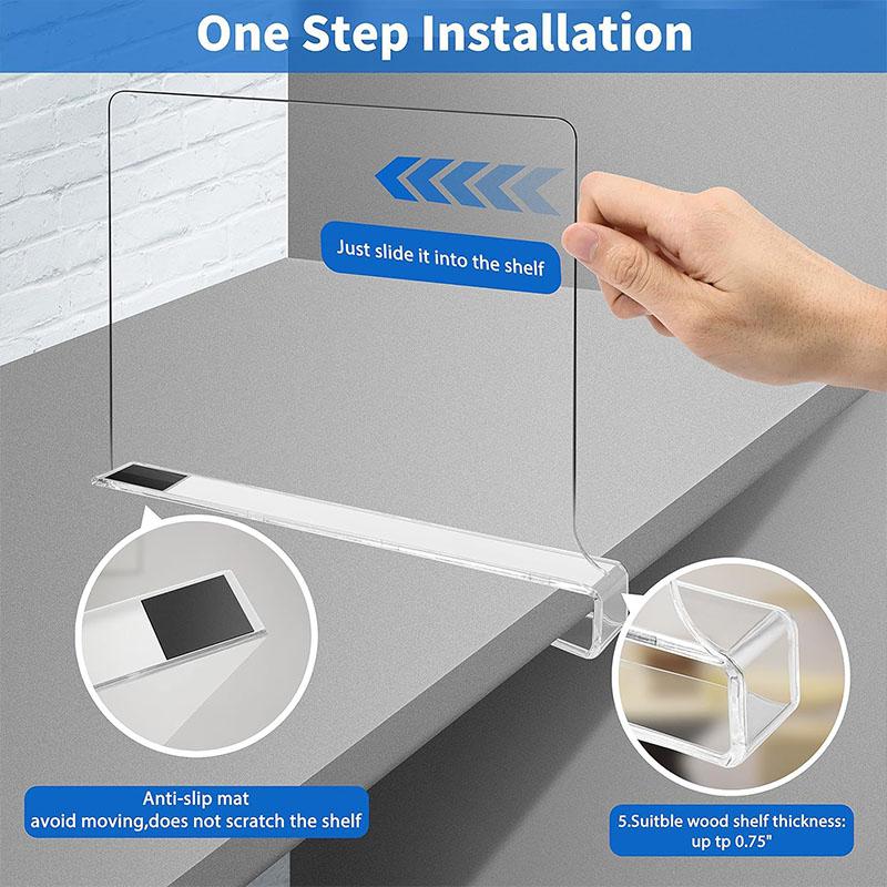 Clear Wardrobe Partition Board Set Ps Acrylic Shelf Dividers For Organizing Clothesbookstoys - Anti-Slip Space Saver