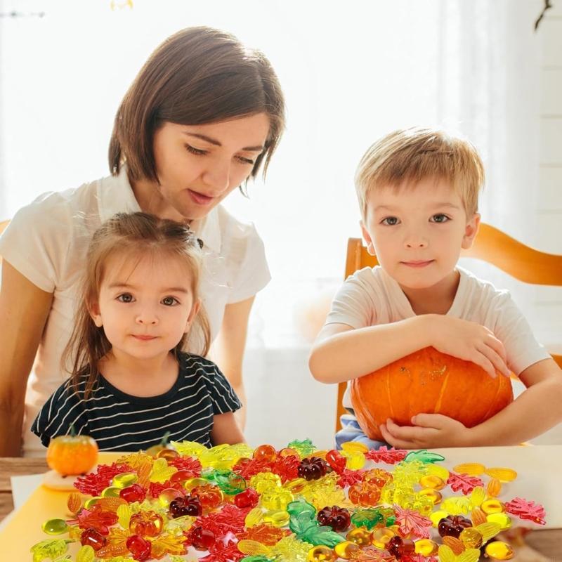 100Pcs Autumn Themed Vase Fillers Shatterproof Acrylic Decoration Piece For Fall Festival Thanksgiving Decorations
