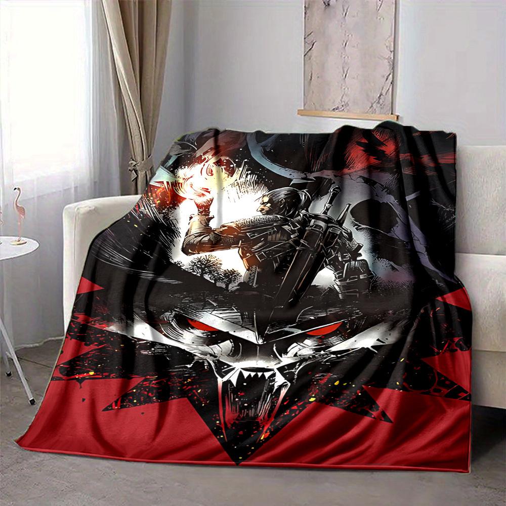 1pc The Witcher Soft Comfortable Blanket Digital Print, All Season Multipurpose Knit Fabric Bedding, Office, Sofa Home Decor Blanket