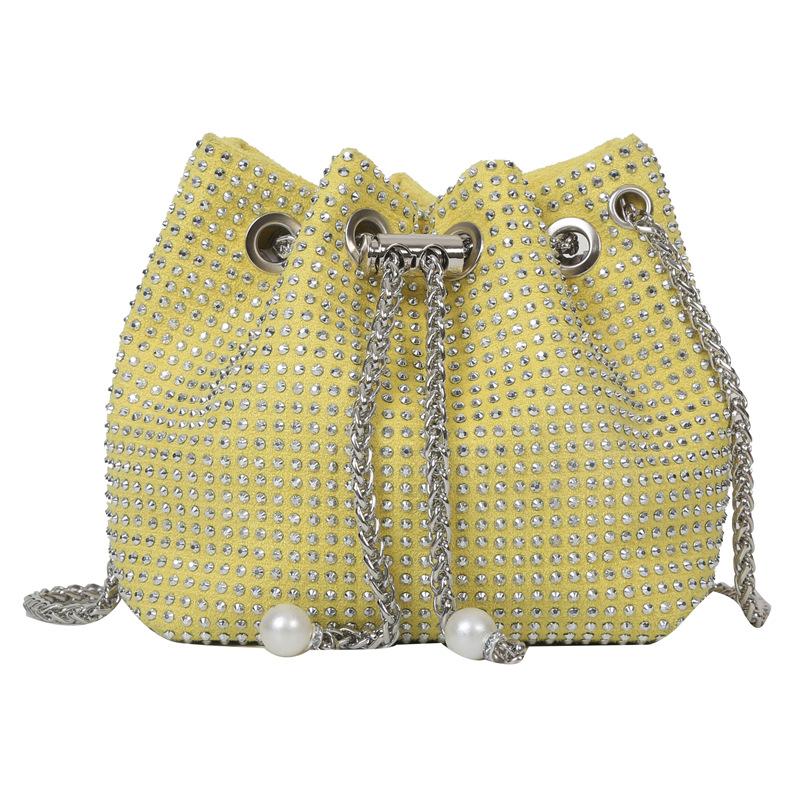 Fashion Trend Small Bag Women's Autumn New Bright Diamond Messenger Bag Chain Bucket Bag