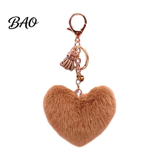 Heart Shaped Bag Ornament Plush Love Keychain for Backpack, Fuzzy Keyring Charm, Women Girls Handbags Decorative Accessory