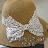 Hepburn style polka dot bow big brim straw hat elegant retro fashion spring and summer sun protection beach bucket hat