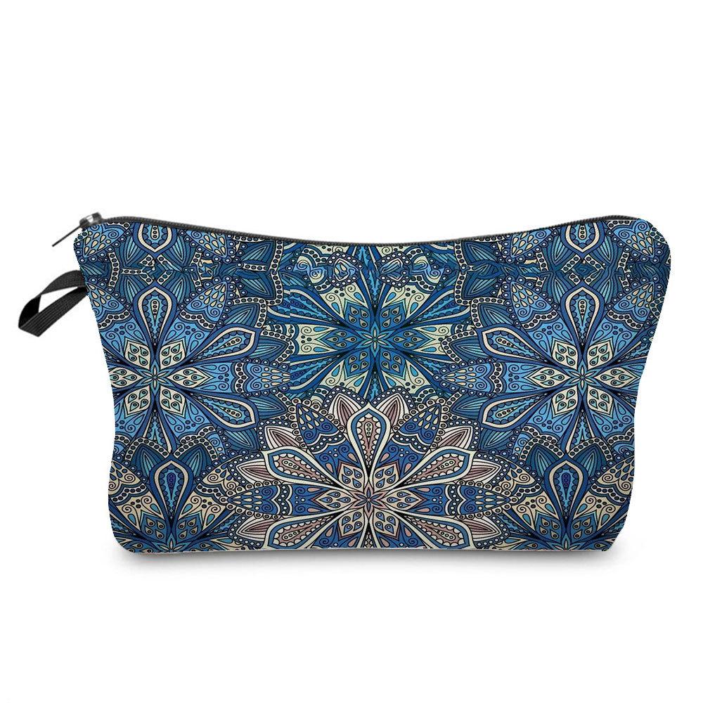 Women Geometric figure Print Cosmetic Bag Toiletries Organize Travel Storage Case 6756 KTB