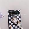 Applicable To Samsung Z Flip4 Folding Screen Mobile Phone Case Plaid Camellia Pearl Portable Wristband Leather Case Protective Case