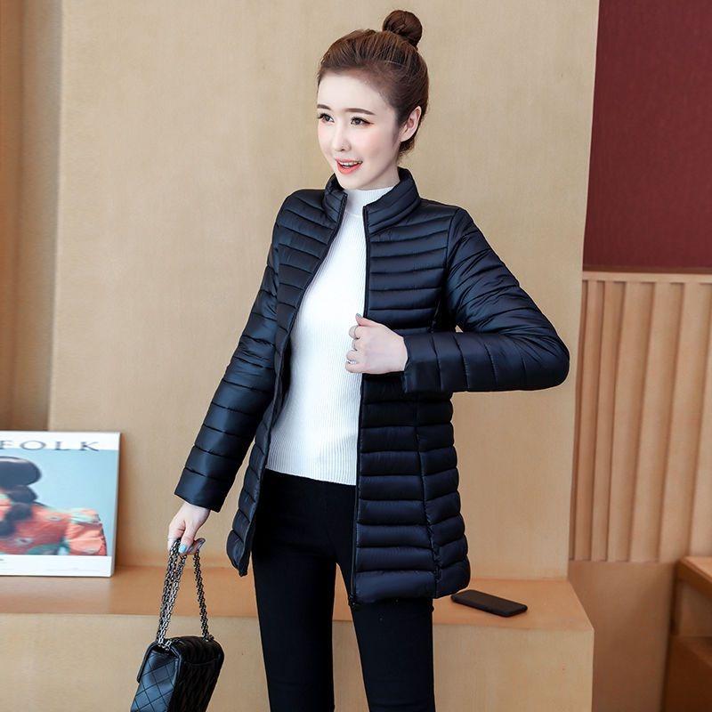 Women's New Stitched Stand Collar Zipper Pocket Fashion Solid Color Slim Fit Versatile Casual Long Sleeve Parkas