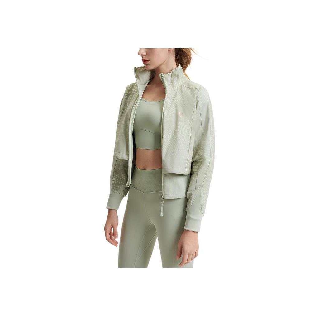 FILA Fitness Logo Loose Fashion Versatile Stand Collar Cotton Jacket Women jackets Light-Green A11W511903F-ZA