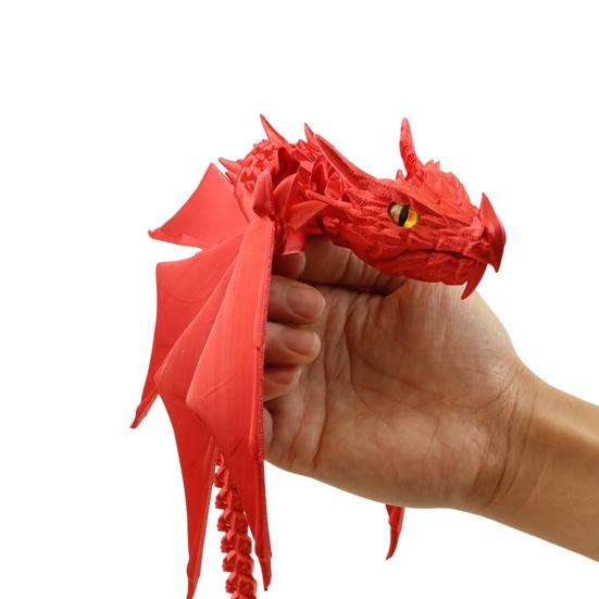3D Printed Articulated Dragon with Wings Fidget Dragon Toy with Flexible Jaw Winged Dragon Desktop Pet for Home Office Decor Stress Relief