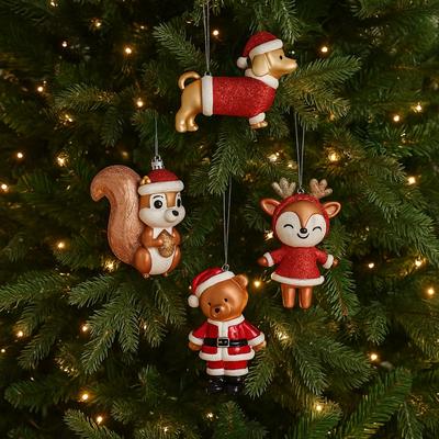 Guld julgranshänge Matt finish Tecknad liten björn Ekorre prydnad Julhus Glittrande