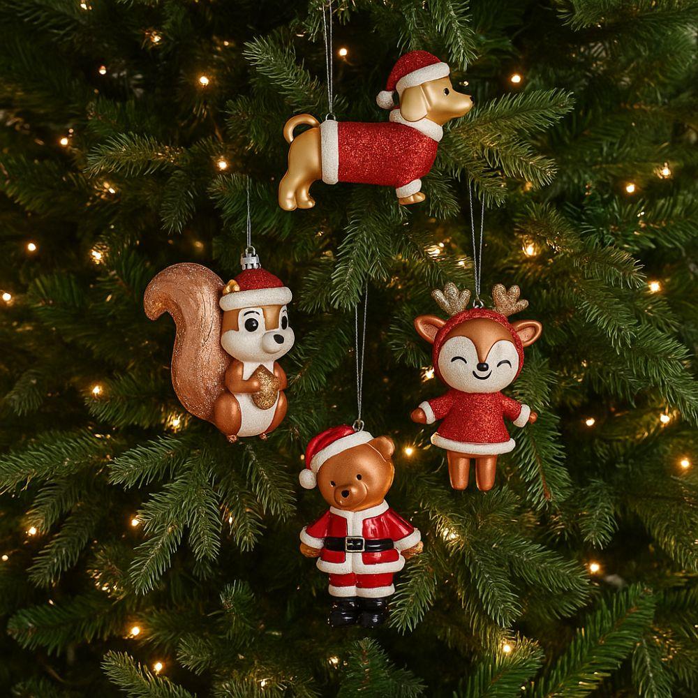 Gold Little Bear Squirrel Ornament Shimmering Festive Plastic Ornament  Home Decor