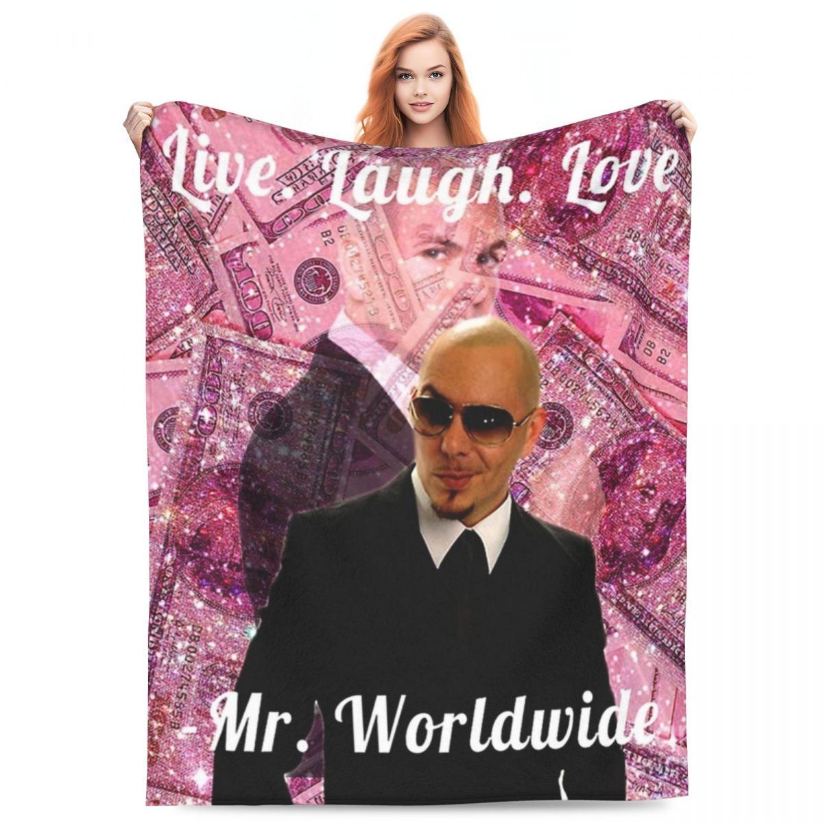 Mr. Worldwide Pitbull Dollar Music Flannel Blanket Singer Super Soft Throw Blanket for Chair Sofa Bed Bedspread Sofa Bed Cover 30x40in