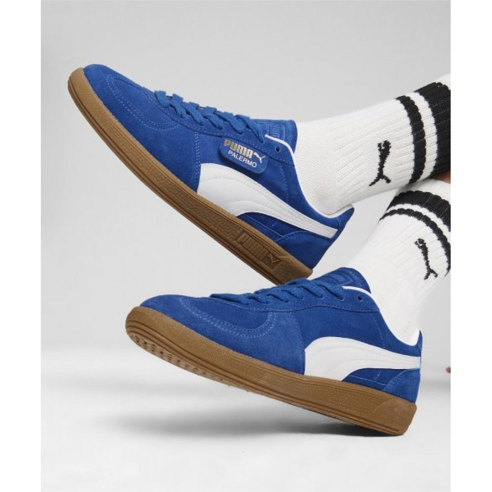 ☆PUMA☆ Palermo Cobalt Blue White 39646307 396463-07 Puma Palermo 39646307 Mens Blue Suede Lace Up Lifestyle