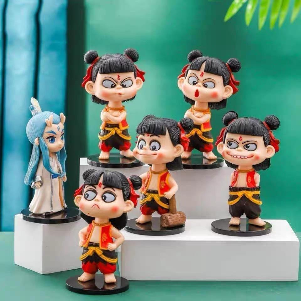6pcs/set Anime Ne Zha Figure Magical Children Roar Figurine Model Statue Toy Gift