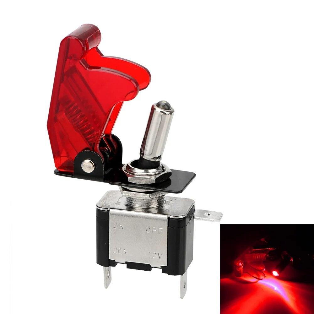 1PCS 12V 20A Toggle Switch LED Switch Car Auto Cover LED Light With Protective Cover SPST Toggle Rocker Switch Control On/Off 5 Switches4