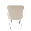Velvet Dining Chair, Set of 2, Luxurious, Living Room, Bedroom, Lounge Chair, Four Silver Metal Legs, Armrests, Adjustable Feet, Lumbar Support, Beige
