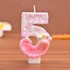 Digital Pink Cat Paw Birthday Candle with Color Sequins Cake Topper Decoration