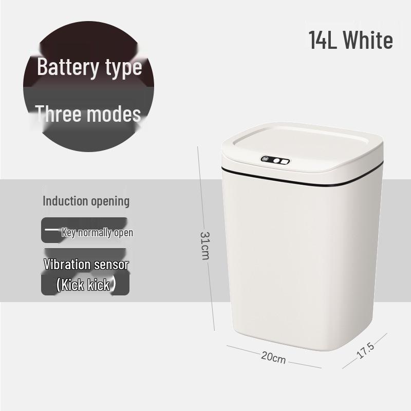 2026 Stylish Induction Trash Can: 16L Large Smart Bin with Odor-Sealed Lock for Home Use