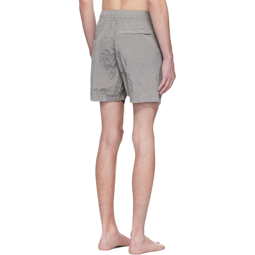 STONE ISLAND Pantaloncini da bagno con patch logo e vita elasticizzata Uomo costume da bagno Grigio 1015B0943-V0003