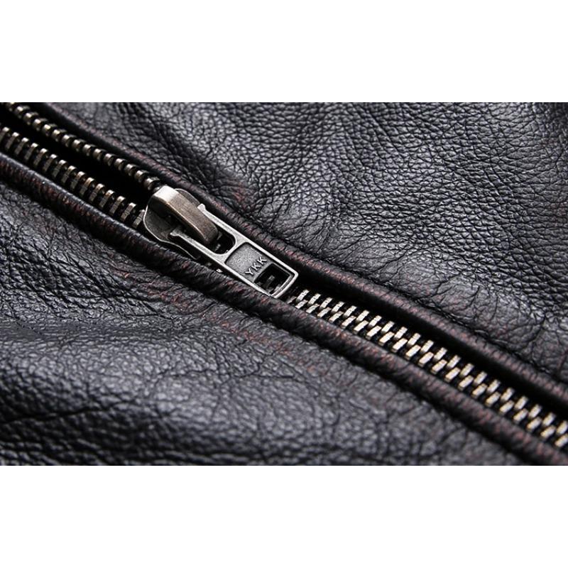 Chinese Size Men Leather Jacket Turn Down Collar Vintage Leather Jacket For Men Jackets Natural Cowhide Male Coat Autumn