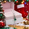 Star Top Green Enamel Christmas Tree with Accent Stones Drop Gem Pendant Women Clavicle Necklace