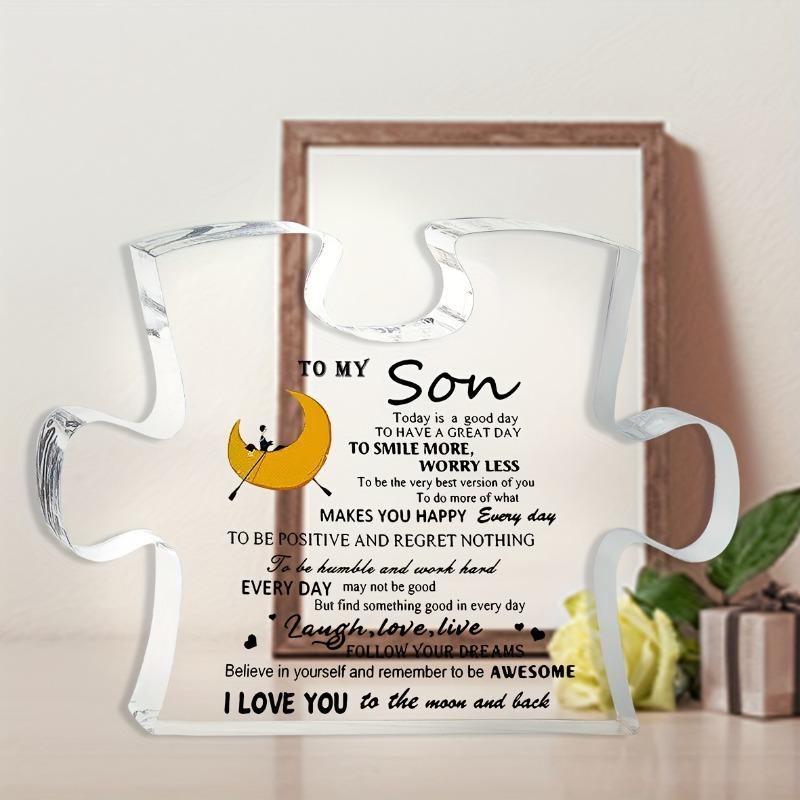 2D Flat, "To My Son" Acrylic Desk Decor Plaque, Floral Design & Butterflies Suitable for Wall Decoration, Porch, Room, Villa, Accents Home, Hallway, o