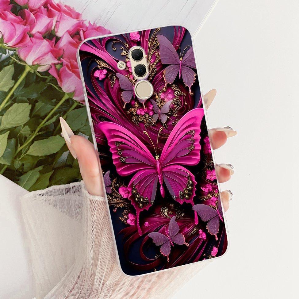 For Huawei Mate 20 Lite Case Cover Transparent Cute Fashion Butterfly Funny Painted Casing For Huawei SNE-AL00 SNE-LX1