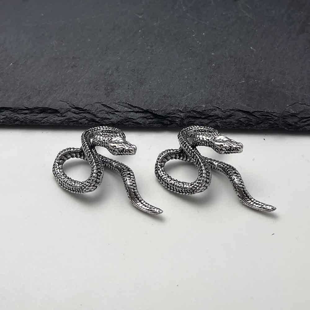 Men's Retro Silver Python Snake Pendant Necklace
