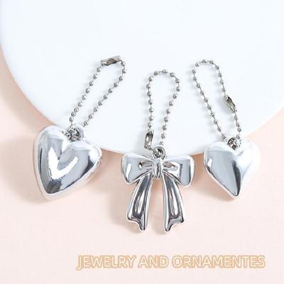 Unique 3D Beaded Chain Keyring Heart Bowknot Pendant Jewelry Accessory Decoration Charm For Keychains And Bags