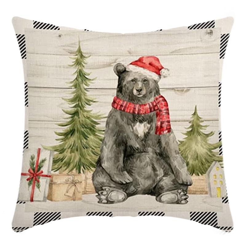 New Christmas Throw Pillow, Polyester Linen, Festive Dress Cushion, Bedroom Living Room Square Pillow, Cushion Pillow Case