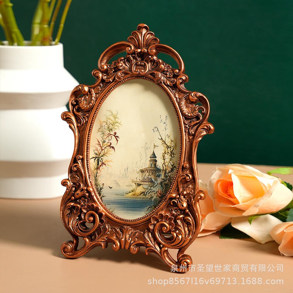 Kreativer Amerikanischer Stil Geschnitzter Vintage Harz Fotorahmen Bilderrahmen Heimdekoration Ausstellungsständer Wandbehang Hochzeit