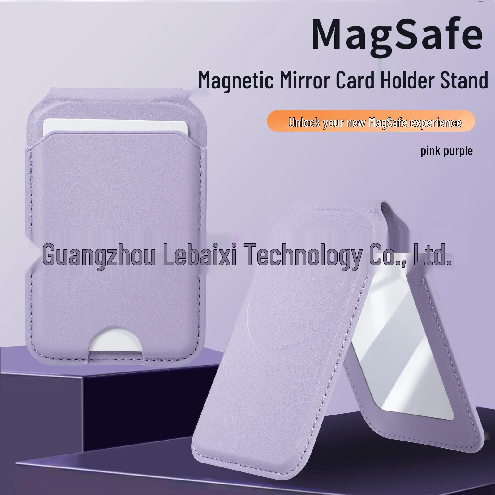 

Жіночий модний картхолдер MagSafe з дзеркальною підставкою для серій iPhone 12-16 Magnetic (23 Magnets) In Stock рожевий/фіолетовий