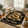 Dragon Phoenix Theme Crystal Velvet Rug Personalized Custom Name Text Soft Floor Mat Home Decor