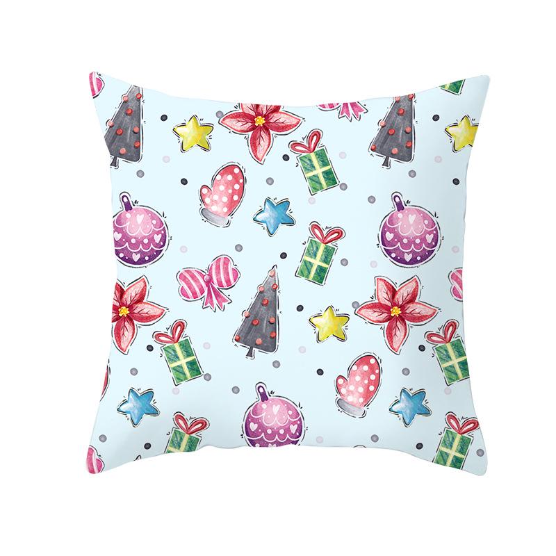 Christmas Peach Skin Pillow Cover Nordic Sofa Cushion Cover Cartoon Print Pillow Cover