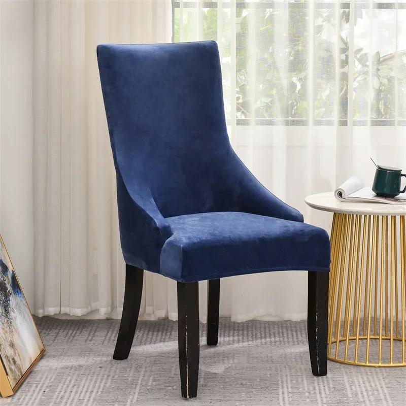 Velvet Sloping Chair Cover High Back Armchair Cover Solid Accent Dining Chair Covers Slipcover Office Hotel Home House De Chaise