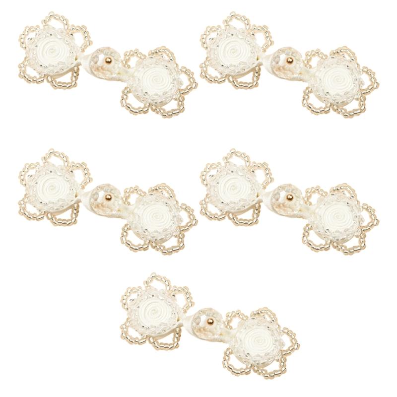 Rose Knot Button Closure 5 Piece Decorative Cheongsam Collar Button for Costume Neckline Sewing and Traditional Apparel Project