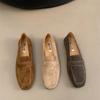 Bailamos Brand Women Flat Shoes Round Toe Shallow Slip On Ladies Casual Ballet Shoes Soft Leather Eelgant Balle Shoes