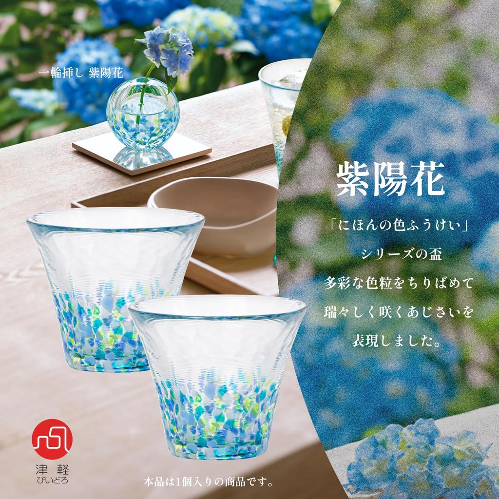 Aderia Tsugaru Glassware Fukei Sake Hydrangea Gift Made in Perfect for Sake and Other Ochoko Sake A perfect gift for and A great gift for visiting or