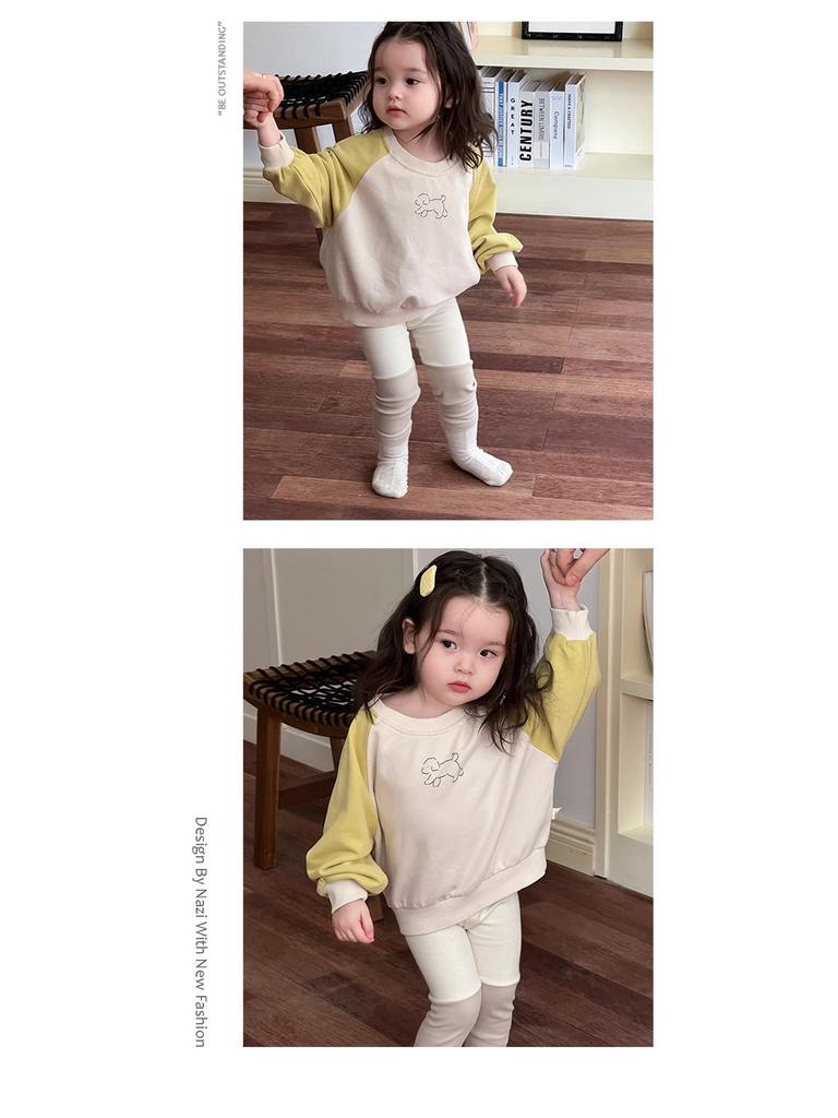Korean Style Girls' Two-Piece Autumn Sweatshirt & Leggings Set