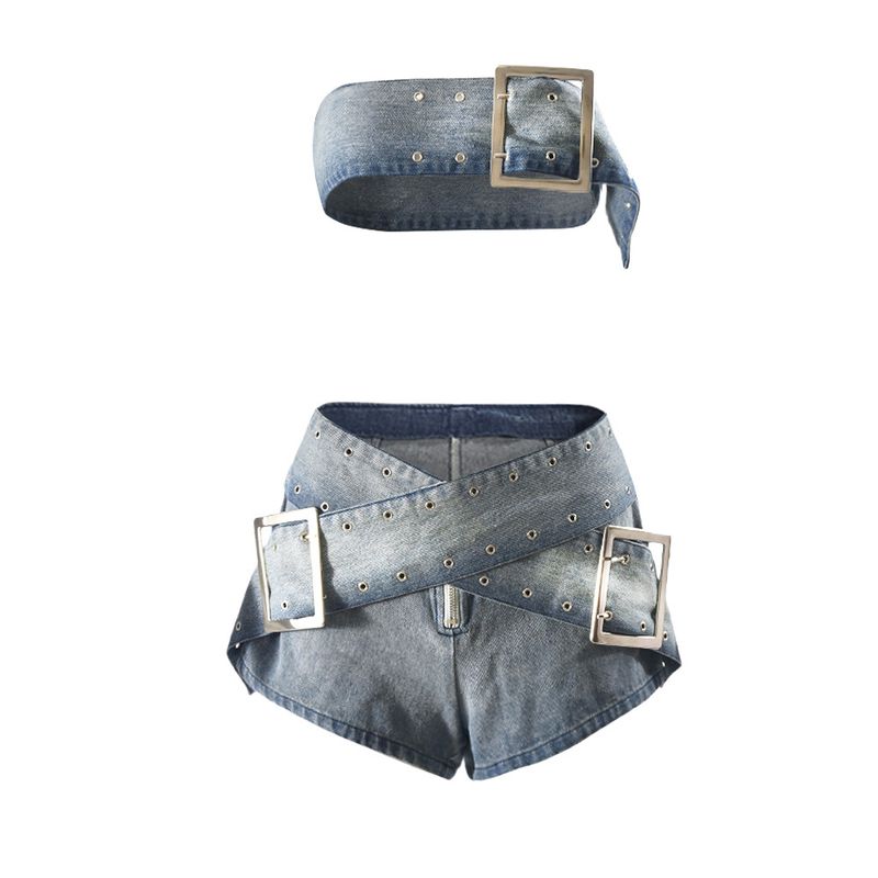 

Европейско-американский сексуальный джинсовый костюм 11039 Жилет Шорты Сексуальный джинсовый Женская одежда Blue XL